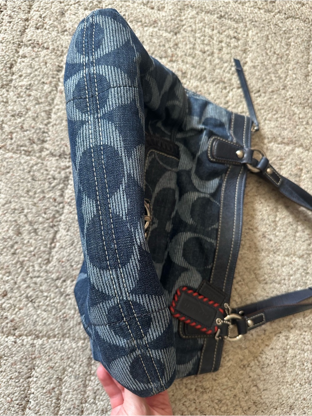 Coach Poppy Denim Signature Optic Tote - Picture 9 of 10